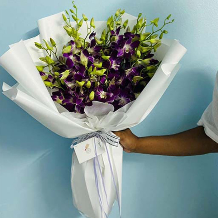 Orchid Bliss” – 15 Purple Orchid Stems – Thai Floral Arrangement — unique bouquets for any occasion