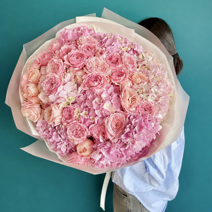 Tender Cloud Bouquet — Pink Hydrangeas and Spray Roses — elegant bouquets for any occasion