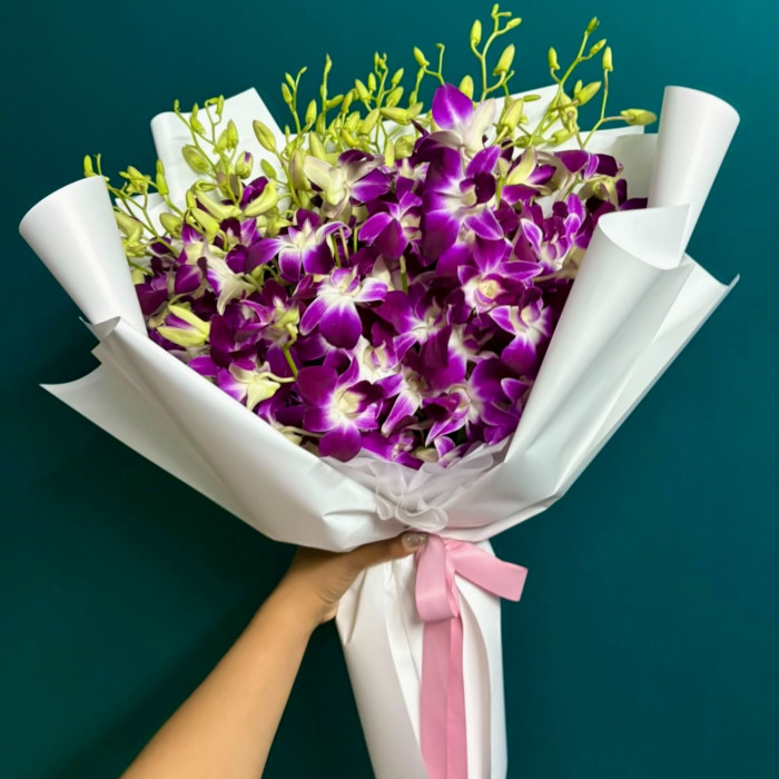 Blissful Orchid Bouquet – 15 Stems of Purple Orchids — elegant bouquets for any occasion