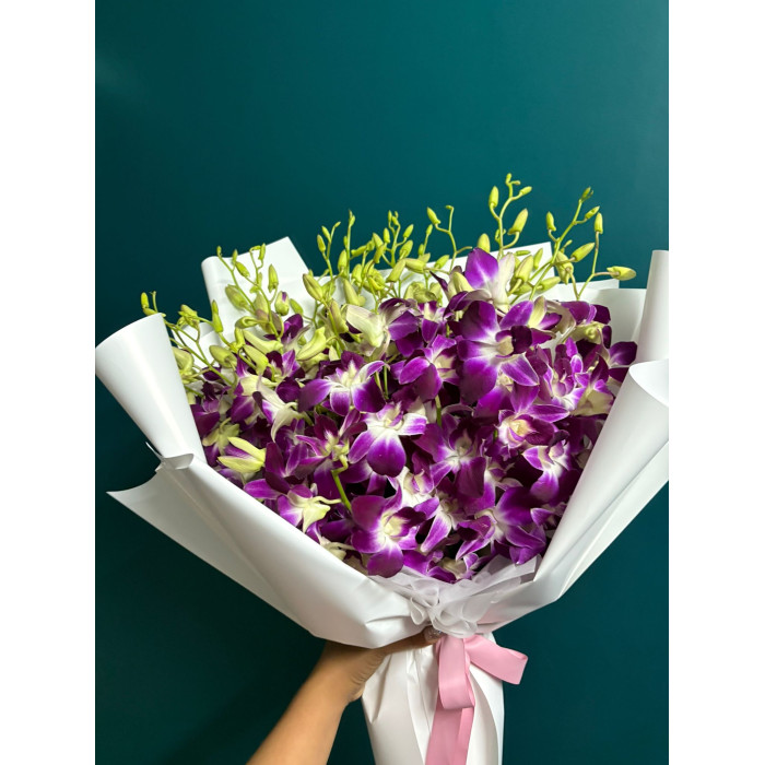 Букет Блаженство Орхидеи – 15 Стеблей Фиолетовых Орхидей
