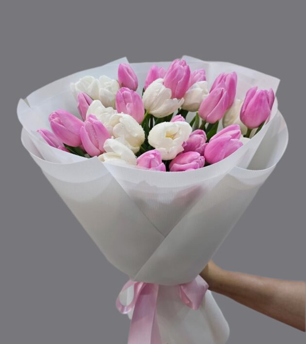 29 Pink and White Tulips — The Perfect Gift for 8th March